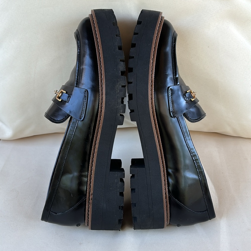 Sam Edelman Black Loafers with Gold Accent - Picture 8 of 11